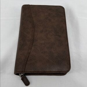 Day Timer Planner Brown 1" 6 Ring Binder Zip Around Journal Contacts Pleather